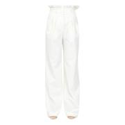 Elegante Crème Gouden Detail Broek Simona Corsellini , White , Dames