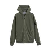 Klassieke Zip Hoodie met Gewassen Look Stone Island , Green , Heren