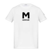 T-shirt met fluwelen logo Moncler , White , Heren