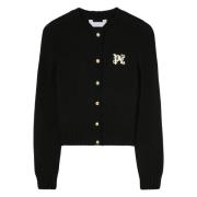 Monogram Cardigan Zwart Palm Angels , Black , Dames