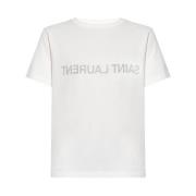 T-shirt met logo Saint Laurent , White , Dames