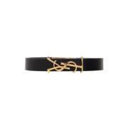 Leren armband met logo Saint Laurent , Black , Heren