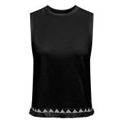 Regular Fit Round Neck Tank Top Only , Black , Dames