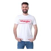 Frame Logo T-shirt Wrangler , White , Heren