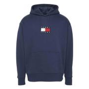 Kleine Fleece Hoody Hoodie Tommy Jeans , Blue , Heren