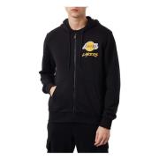 LA Lakers NBA Script ZIP Hoodie Hoodie New Era , Black , Heren