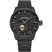 Skull Armbandhorloge Set met Zwarte Band Police , Black , Heren