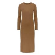 Kylie LS O-Neck Midi Dress Noos Jurk Pieces , Brown , Dames