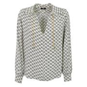 Georgette V-hals Shirt met Metalen Ketting Elisabetta Franchi , Multic...