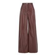 Bordeaux Leren Wijde Pijp Broek Arma , Brown , Dames