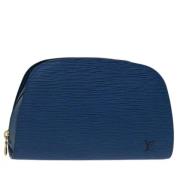 Pre-owned Leather pouches Louis Vuitton Vintage , Blue , Dames