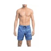 Blauwe All-over Print Zwemshorts Bikkembergs , Blue , Heren