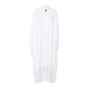 Witte Linnen Kaftan met Franje Taller Marmo , White , Dames