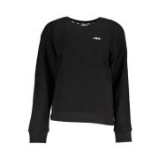 Zwarte Katoenen Sweater met Logo Borduursel Fila , Black , Dames