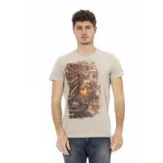 Beige Ronde Hals Tee met Front Print Trussardi , Beige , Heren