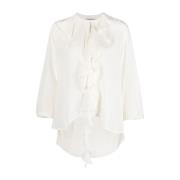 Zijden Ruches Shirt Geel Victoria Beckham , White , Dames