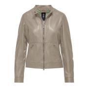 Slim-Fit Biker Leren Jas BomBoogie , Gray , Dames