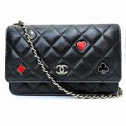 Pre-owned Leather wallets Chanel Vintage , Black , Dames