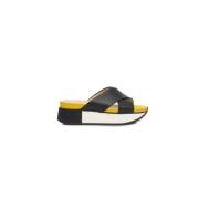 Zwarte Leren Plateau Sandaal Cerruti 1881 , Black , Dames