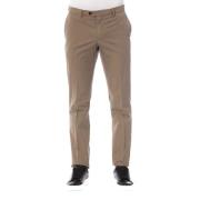 Bruine Katoenen Broek Elegante Stijl Trussardi , Brown , Heren