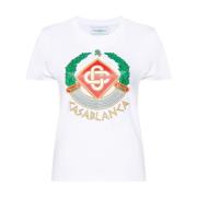 Wit Katoenen Logo Print T-shirt Casablanca , White , Dames