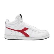 Rode Leren Sneakers Rubberen Zool Mannen Diadora , White , Heren