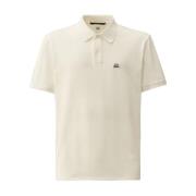 Korte Mouw Geribbelde Poloshirt C.p. Company , White , Heren