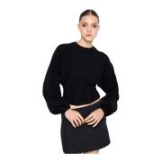 Puff Sleeve Round Neck Sweater Silvian Heach , Black , Dames