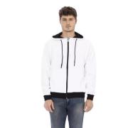 Witte Katoenen Rits Hoodie Baldinini , White , Heren