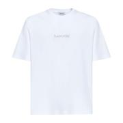 Wit Katoenen T-shirt met Bouclette Logo Lanvin , White , Heren