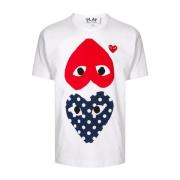 Polka Dot Heart T-Shirt Japan Made Comme des Garçons Play , White , He...