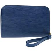 Pre-owned Leather clutches Louis Vuitton Vintage , Blue , Dames