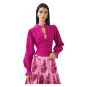 Smocked blouse Anna Antik Batik , Pink , Dames