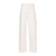 Witte Denim Wijde Pijp Broek Max Mara , White , Dames