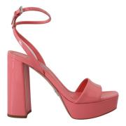 Roze Patent Leren Plateau Sandalen Prada , Pink , Dames