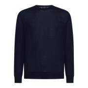 Navy Blue Wol Crew Neck Sweater Ermenegildo Zegna , Blue , Heren