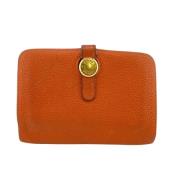 Pre-owned Leather wallets Hermès Vintage , Orange , Dames