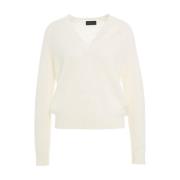 Witte Gebreide Trui Aw24 Handwas Roberto Collina , Beige , Dames