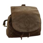 Pre-owned Suede backpacks Chanel Vintage , Brown , Dames