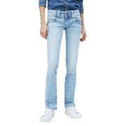 Blauwe Denim Power Stretch Straight Leg Broek Pepe Jeans , Blue , Dame...