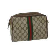 Pre-owned Leather clutches Gucci Vintage , Beige , Dames