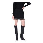 Gestructureerde stoffen minirok met franjes Silvian Heach , Black , Da...