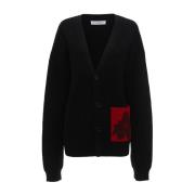 Zwarte Bloemen V-Hals Trui JW Anderson , Black , Dames