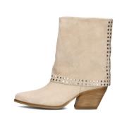 Beige Suède Western Enkellaarzen Notre-v , Beige , Dames