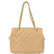 Pre-owned Leather chanel-bags Chanel Vintage , Beige , Dames