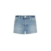 Blauwe Denim Shorts Armani Exchange , Blue , Dames