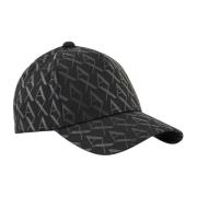 Zwarte Monogram Logo Baret Hoed Armani Exchange , Black , Unisex