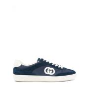 Zwarte Sneakers Mesh Panel Ontwerp Gucci , Blue , Heren