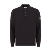 Heren Polo Longsleeve Gebreid Zwart Stone Island , Black , Heren