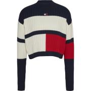 Witte Sweater met Maglia Stijl Tommy Jeans , Multicolor , Dames